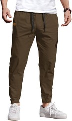 Coofandy Pants Cargo Solid Mens Casual Joggers Elastic Drawstring Chino Hiking