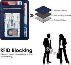 Men RFID Blocking Slim Wallet Credit Card ID Holder Thin Minimalist Key Ring