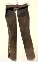 Vintage Riding Chaps Leather Suede Adjustable Waist Talon Zipper Great Patina