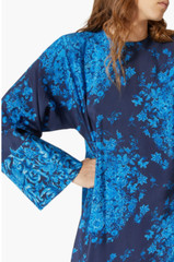 VALENTINO GARAVANI SILK Caftan Maxi Dress Delft Floral Print Kleid Maxikleid M