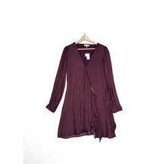 NEW Socialite Mini Dress Women Sz M Purple Faux Wrap V-Neck Long Sleeve Holiday