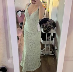 Azazie Maldives Green Lace Mermaid Floor-Length Sleeveless Bridesmaid Dress