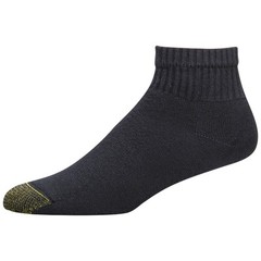 Gold Toe Men’s 656p Cotton Quarter Athletic Socks, Multipairs, Black (6-Pairs),