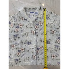 Erika II & Co Womens 3X Tropical Hawaiian Shirt Sage Green Cotton Rayon Blend 79