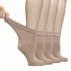 Hugh Ugoli Lightweight Women’s Diabetic Ankle Bamboo Thin Socks, 4 Pairs