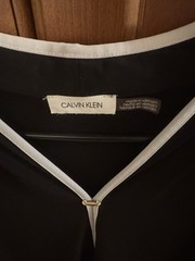 Calvin Klein Black Sleeveless Blouse Top with White Piping Women’s Size Medium M