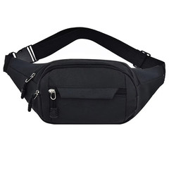 Men Waterproof Canvas Waist Bag Crossbody Sports Fanny Pack Outdoor Black