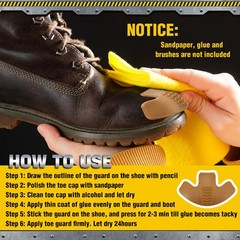 Geyoga 8 Pcs Boot Toe Protectors Work 9 x 4 cm/ 3.54 x 1.57 inch, Brown