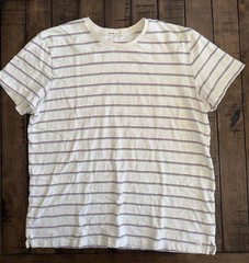 Marine Layer White w/ Red&Blue Stripe Crew Tee – Large – PreOwned Good Condition