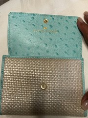Elaine Turner Turquoise Ostrich Leather/StrawWallet New Without Tags