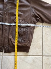 Vintage Roundtree & Yorke Brown Leather A-2 Bomber Jacket with Map Lining