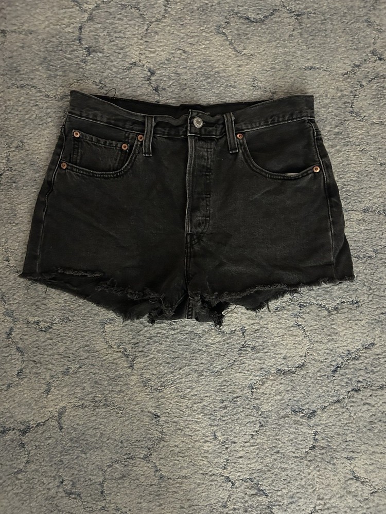 Levi’s 501 Women’s Black Denim Cut-Off Shorts Size XX Regular Fit Mid Rise