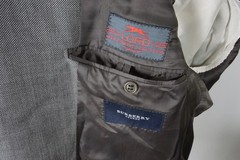 Burberry London Gray Nailhead Wool 2 Pc Suit Jacket Pants 44S BRAND NEW