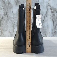 Chelsea Biker Combat Boots Mid-Calf Platform Chunky Heel Lug Sole Black 8 1/2