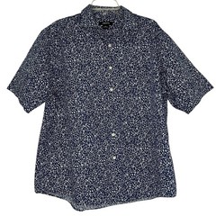 Claiborne Mens Size XL Button Up Shirt Classic Casual Cotton Floral Blue Preppy