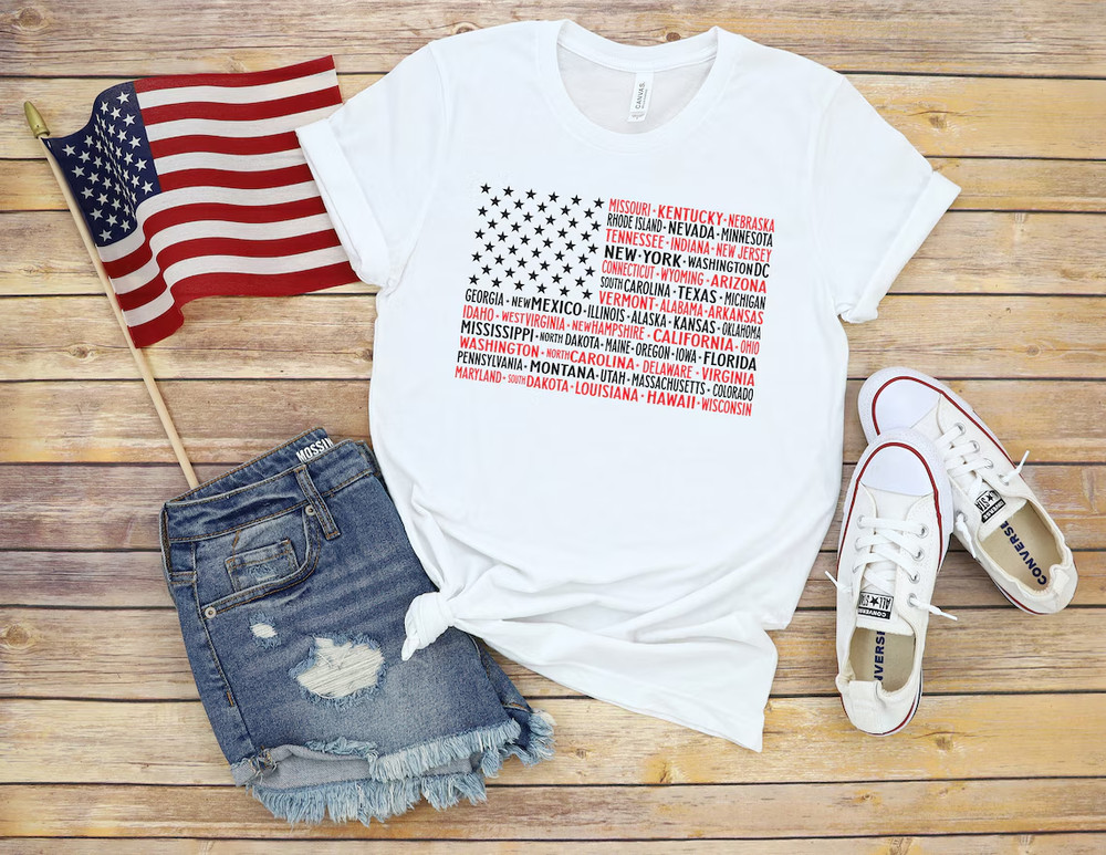 American Flag States Tee: Patriotic 4th of July T-Shirt
