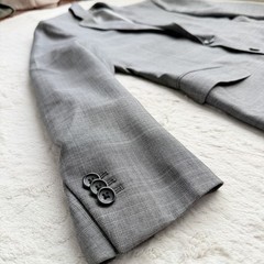 Banana Republic Mens 2pc Tailored Fit Suit 38S 32W 100% Wool Glen Plaid Gray
