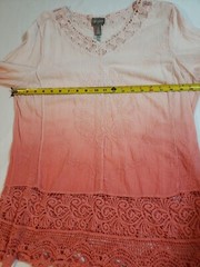 Chico’s Womens Orange Ombre Embroidered Crochet Lace Trimmed Tunic Blouse Size M