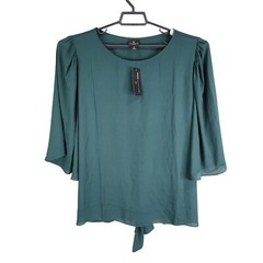 Womens Green Worthing Blouse Round Neck Bell Sleeve Back Waist Tie Size 3X