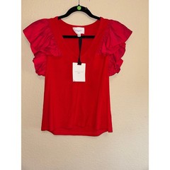 Pomander Place Ribbed Flutter Sleeve Top NWT