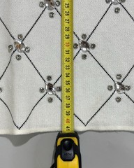 Jean Louis Francoise Knit Mini Skirt Argyle Rhinestone Cream White One Size
