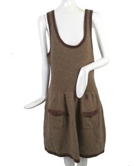 NEW Vintage Ralph Lauren Rugby Dress! Brown & Tan Houndstooth Heavier Wool