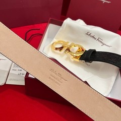 Ferragamo Italian leather belt Gold Gancini Buckle width 3.5cm/1.37inch