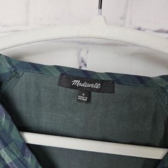Madewell Green Navy Plaid Wrap Dress Womens S Puff Balloon Sleeve Mini Babydoll