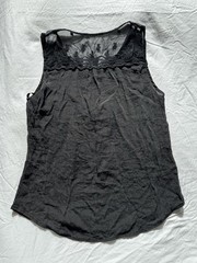 *Shirt unknown Brand* Black Lace Sheer Button Sleeveless Blouse Top Size M
