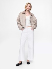 GAP High Rise Stride Wide-Leg Ankle Jeans Optic White Size 32 / 14 NWT Inseam 26