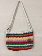 The Sak Lumi Crochet Rainbow Striped Convertible Crossbody Handbag Purse Summer