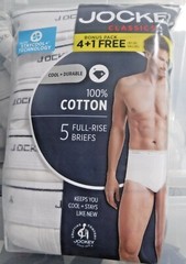 Jockey Classic Briefs 5 pack Full rise 100% Cotton Underwear Y front Fly white
