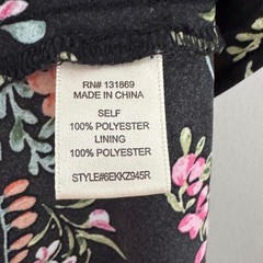 Inspired Hearts Black Floral Satin Midi Slip Dress Adjustable Straps Slit XL