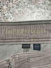 American Eagle Gray Stretch Cargo Pants Regular Fit Tapered Twill Drawstring 20W