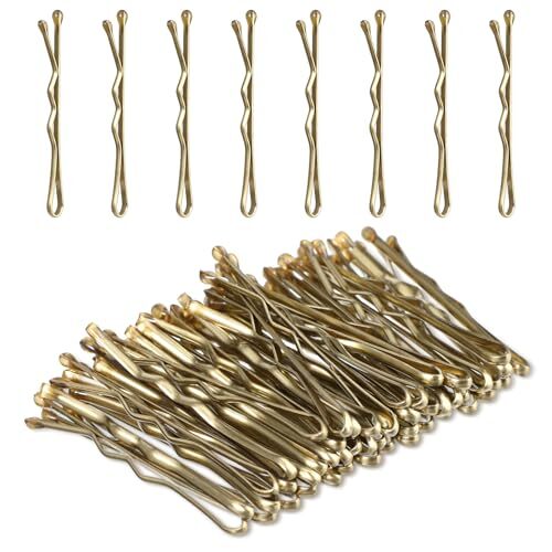 Mini Bobby Pins, 50PCS 1.37 Inch Small Wavy Hair Pins Metal Hair Clip Gold