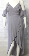 NWT Gianni Bini Gray Grey High Low Wrap Cold Shoulder Dress New CHOOSE SIZE
