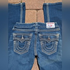 Women’s True Religion Becky Super T 27 Skinny Boot Cut Embroidered Jeans dark