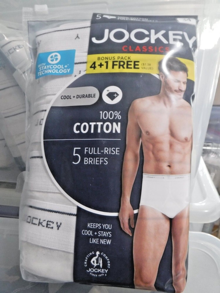 Jockey Classic Briefs 5 pack Full rise 100% Cotton Underwear Y front Fly white