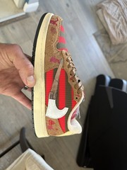 ColdSins Custom “Nightmares” Lace-Up Sneakers Red/Gray Stripe Travis Scott