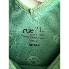 Rue21 Green Ribbed Mushroom Print Crop Tank Top Small Y2K Fairy Grunge