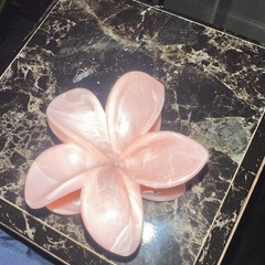 Large Pink Flower Hair Claw Clip, Marbled Plastic Spring Hair Accessory