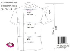 UScarmen Unisex Classic Short Sleeve Chef Coat Jacket 0190328 White Black