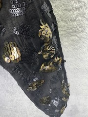 Anthropologie Womens Medium Black Sequin Embellished Peplum Top Balloon Sleeve