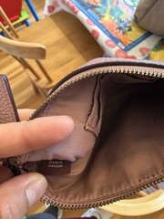 Coach Mauve Pebbled Wristlet with Hot Stamped Custom Initials, Logo, Zip Closure