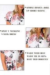 Women’s Casual Floral/Geometric Pattern Short Sleeve Spring-Summer Dress w/ Belt