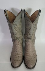 Vtg Justin Gray Full Quill Ostrich Leather Exotic Cowboy Western Boots Mens 9 D