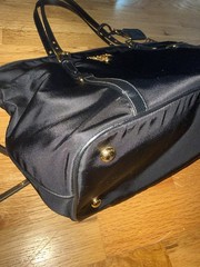 PRADA Saffiano Tessuto Nylon Shopping Tote Black with Zipper closure