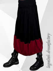 Lagenlook Dream Balloon Skirt Tulip Skirt Black Dark Red 42 44 46 48 50 52