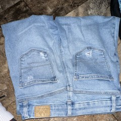 American Eagle Outfitters Straight High Rise Light Wash Distressed