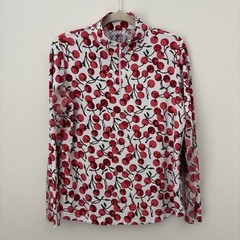 IBKUL 1/4 Zip Pullover Women’s Large Cherry Print UPF 50+ Wicking Cooling NEW